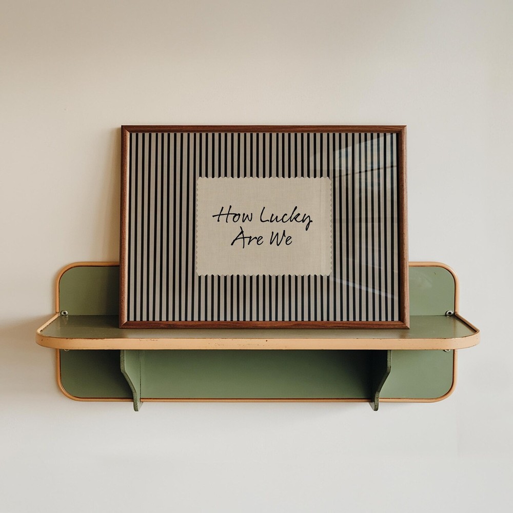 Retro “How Lucky Are We” Vintage Black Striped Wall Art Poster Print