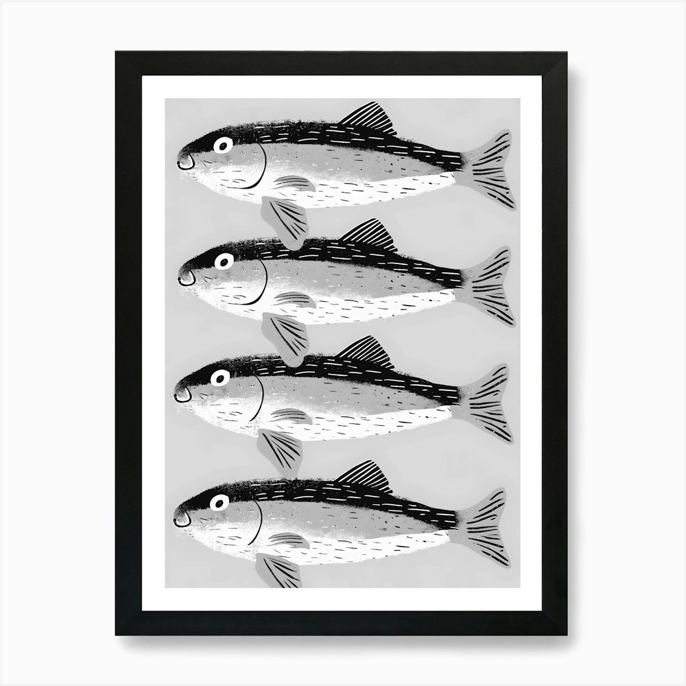 Four Fish Art Print Framed Wall Art Poster Canvas Print Picture