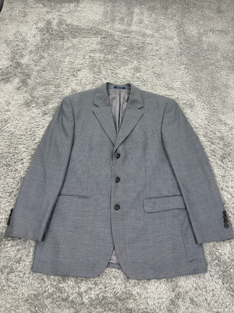 Ralph Lauren Blazer Men 42R Gray Silk Wool Houndstooth Sports Coat Career Jacket