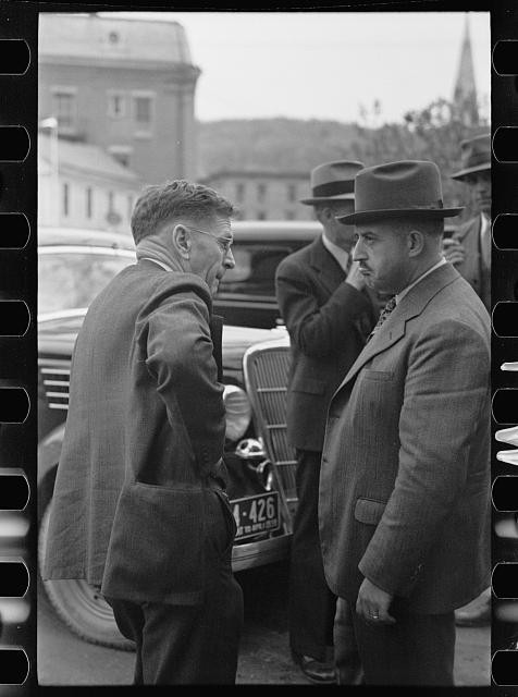 Photo:1930s Men Talking Vintage Cars Street Scene Europe
