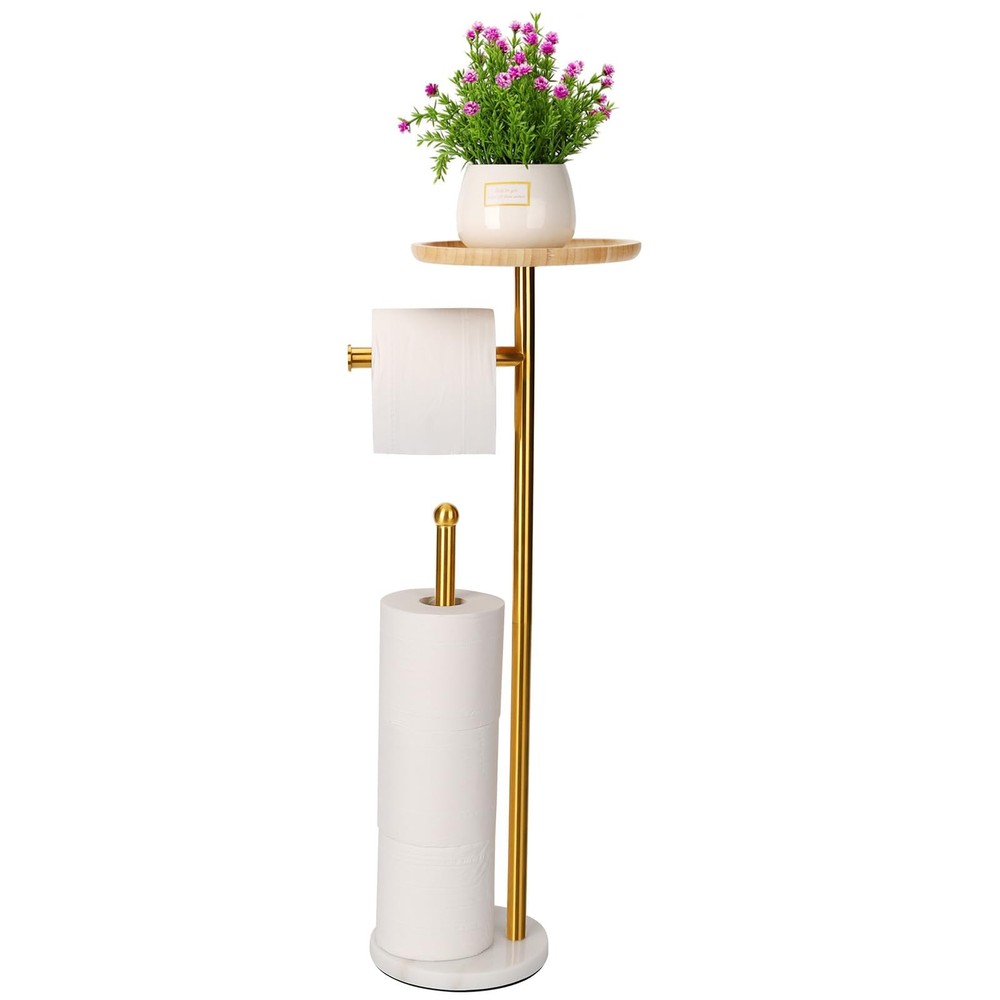 Standing Toilet Paper Holder Gold with 7.9