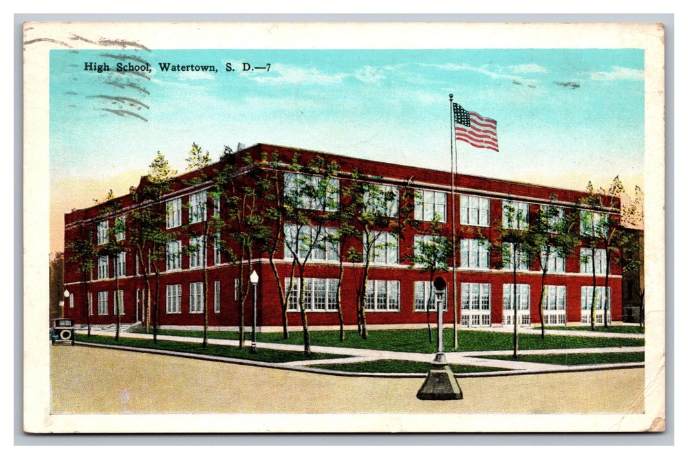 Watertown SD  South Dakota High School Posted 1948 White Border Postcard