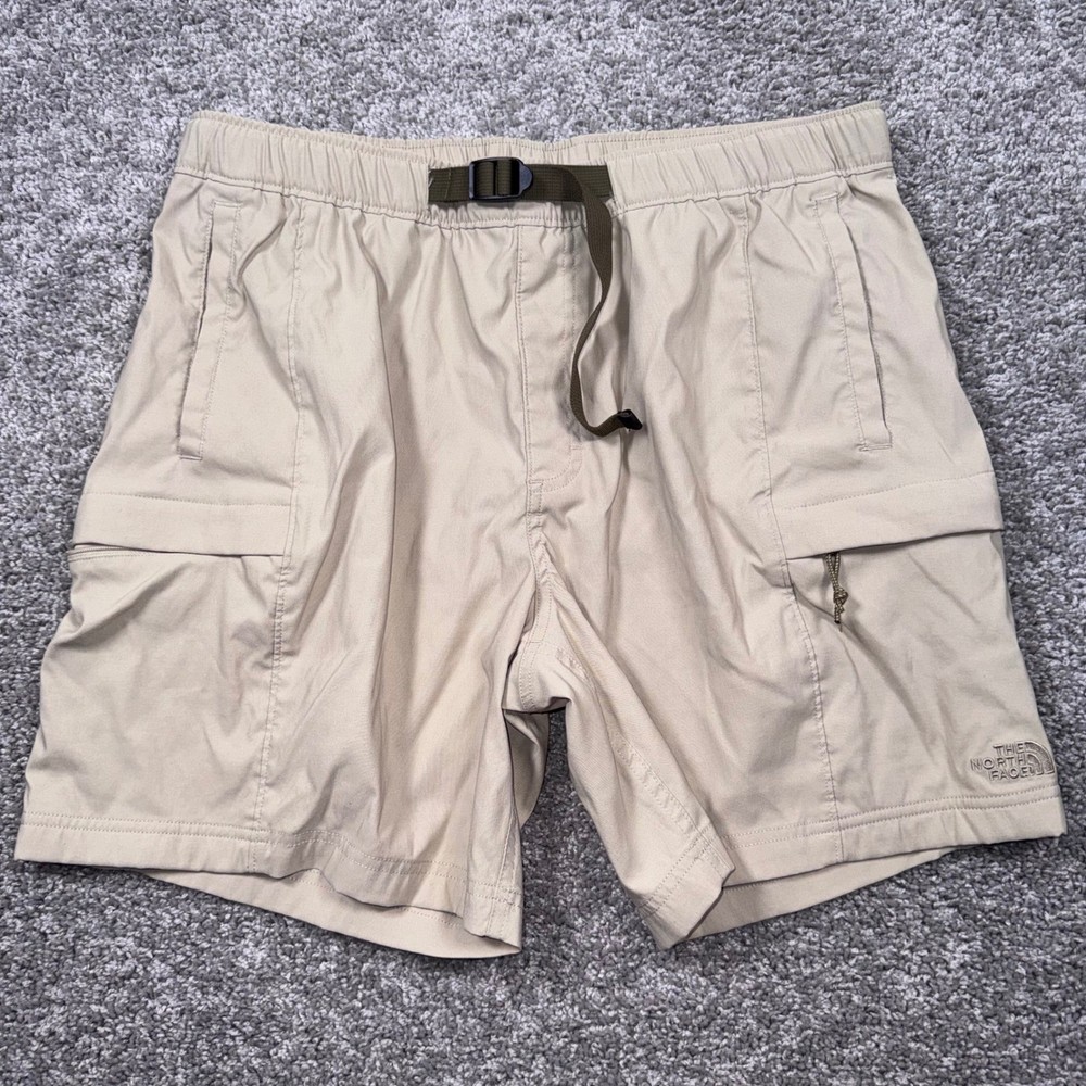 The North Face Class V Cargo Shorts Mens Stretch Belted Tan Large EXCELLENT