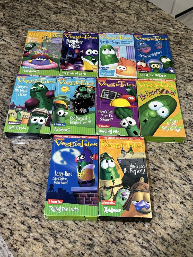 VeggieTales VHS Tapes - LOT OF 10 - God Wants Me To Forgive Them and MORE TITLES