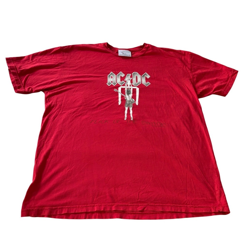 Vintage AC DC Flick of the Switch Shirt XL Red 2001 Y2K Band Tee Made in USA CMI