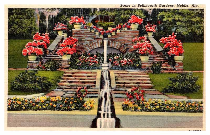 Postcard GARDEN SCENE Mobile Alabama AL m/09 AQ8081