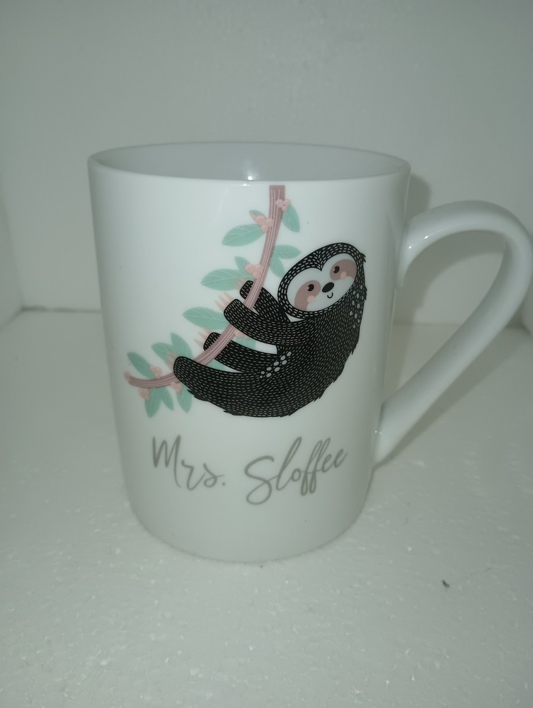 10 Strawberry Street Mrs. Sloffee Coffee Mug Cup Sloth on Tree Branch White