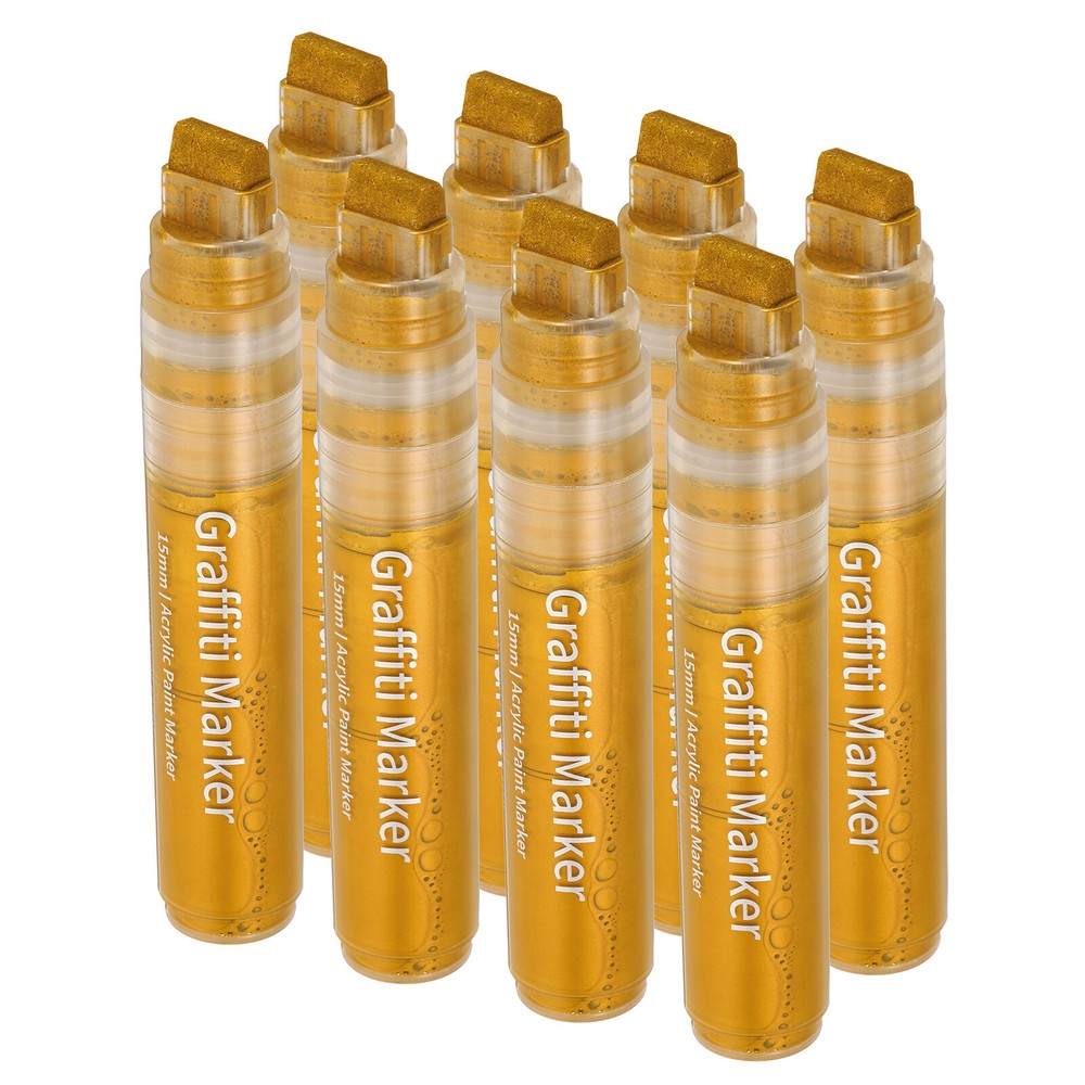 8 Pcs Graffiti Markers, 15mm Golden Poster Markers Thick Acrylic Paint Pen