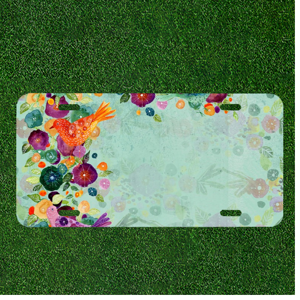 Custom Personalized License Plate Tag With Stunning Colorful Flowers Add Names