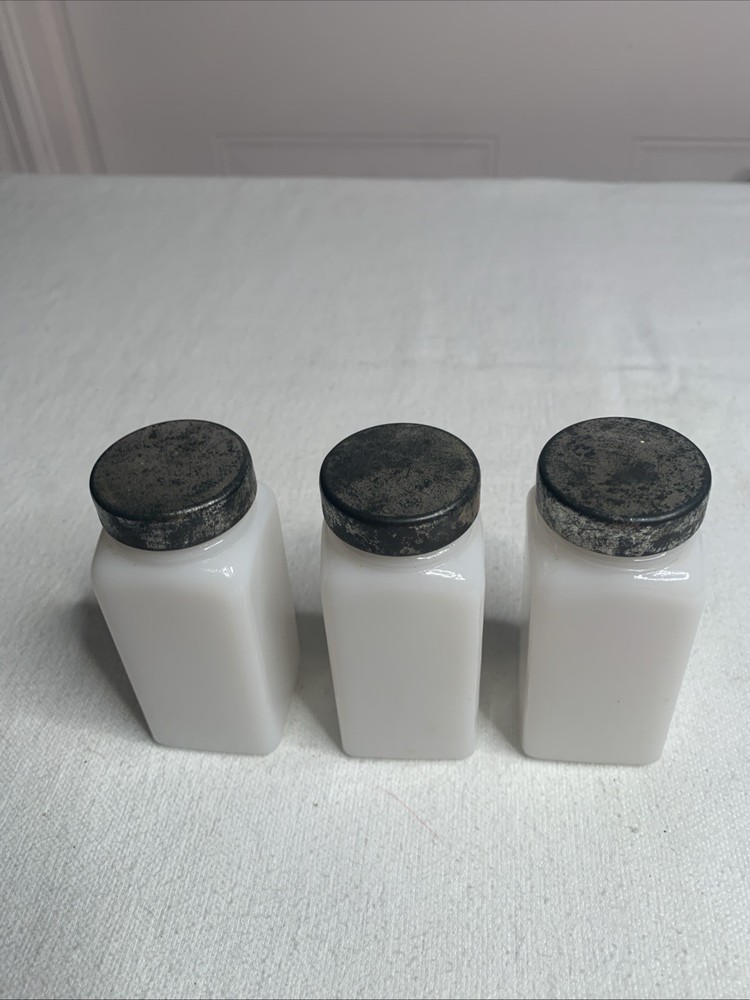 vintage white milk glass salt and pepper shakers