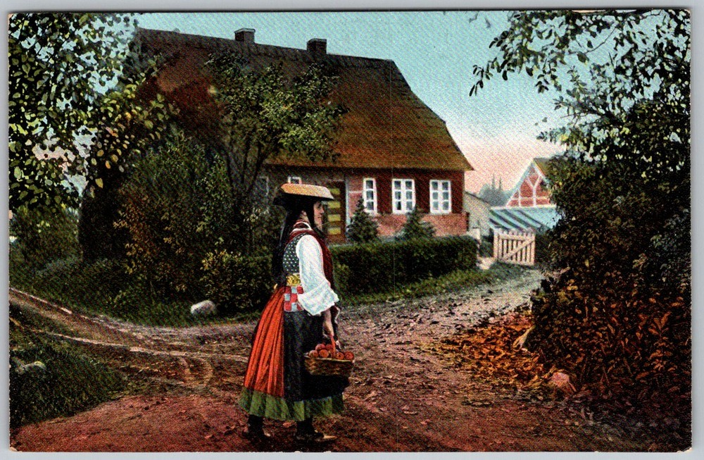 Antique Postcard Vierlander Trachten Woman Costume DE 1910s