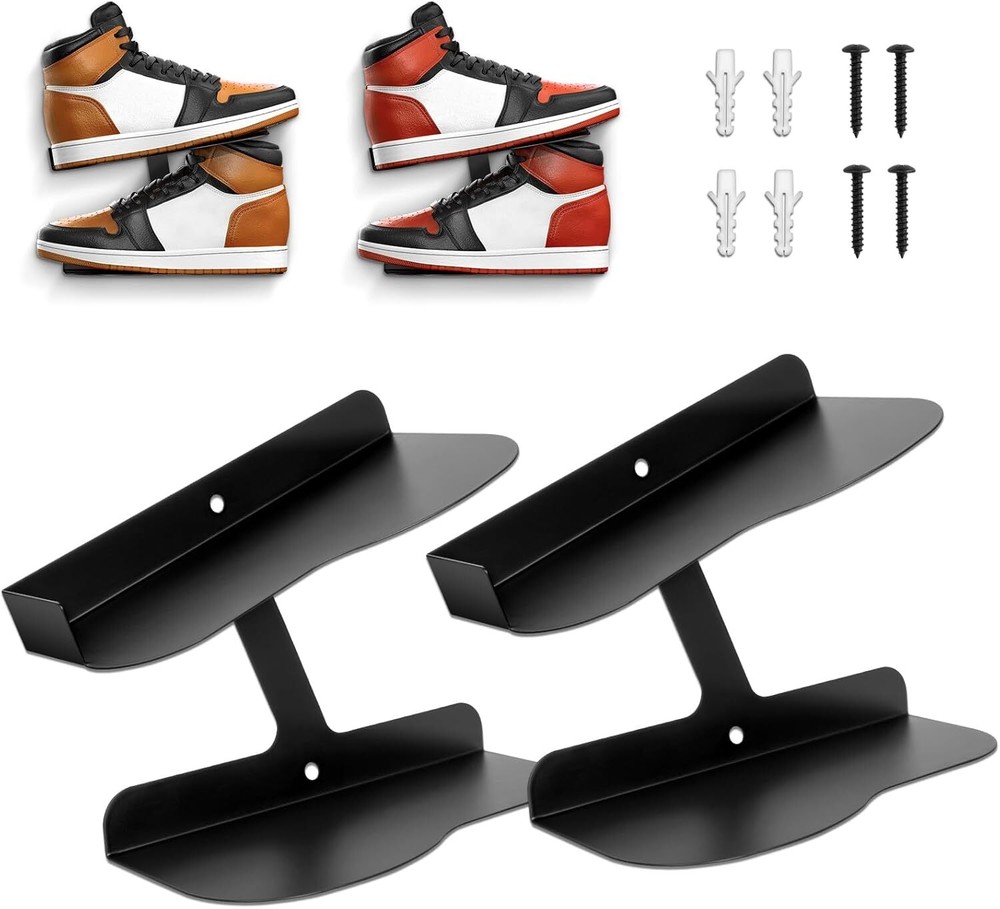 2 Pcs H-Type Floating Shoe Shelves - Sturdy Wall-Mounted Display Rack