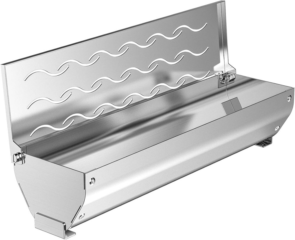 Skyflame Stainless Steel Wood Chip Smoker Box, BBQ Meat Smoking with Wavy Vent a
