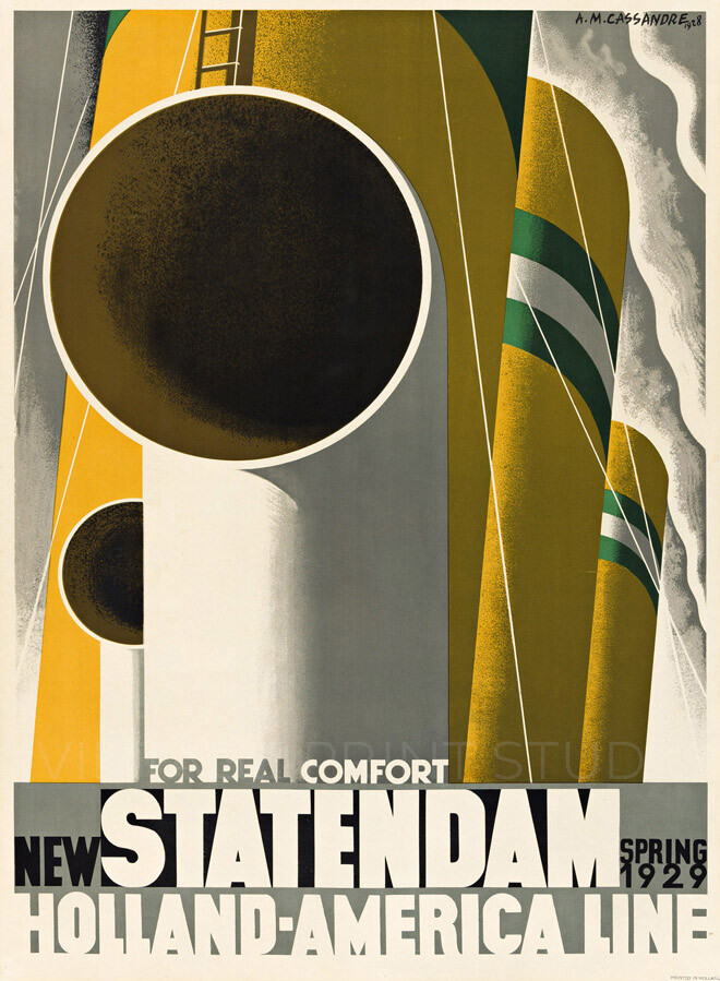 Holland Cruise Liner Statendam 1928 Art Deco Sea Boat Giclee Canvas Print 18x24