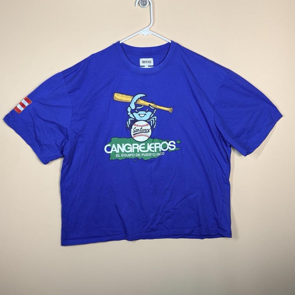 Ebbets Field Flannels EFF Mens Puerto Rico Santruce Crab Tee T-shirt Blue XXL