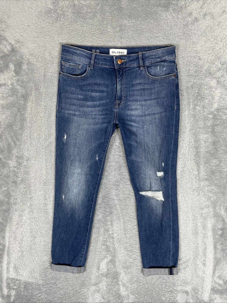 DL1961 Jeans Women's 30 Blue Margaux Instasculpt Ankle Skinny Distressed Stretch