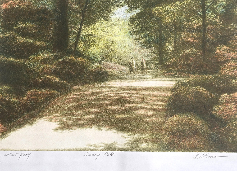 “Sunny Path” Harold ALTMAN Large Unframed Lithograph Signed Numbered Horses COA