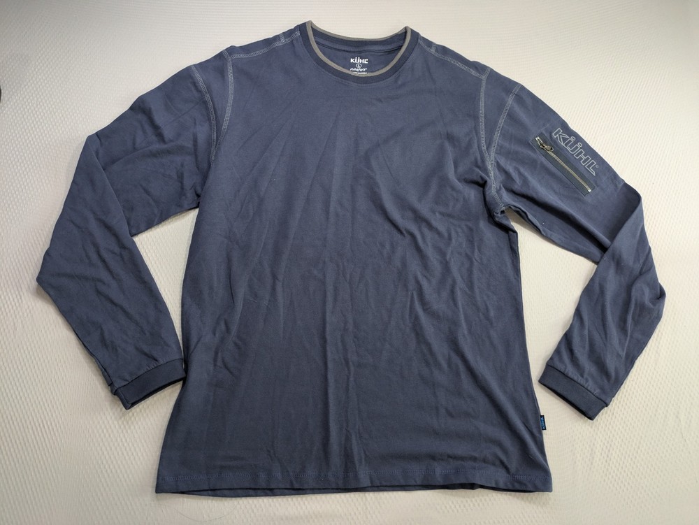 Kuhl Kommando Wildfibre Organic Cotton Long Sleeve Shirt Mens Large Navy Blue