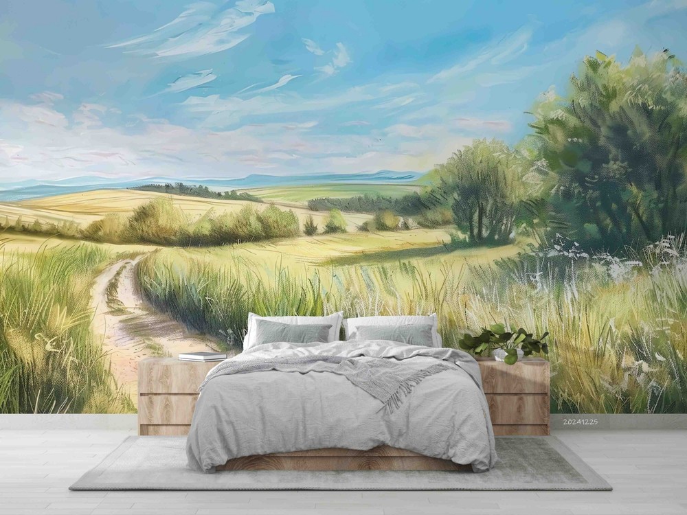 3D Sky Field Landscape Oil Painting Wall Murals Wallpaper Murals Wall Sticker 6