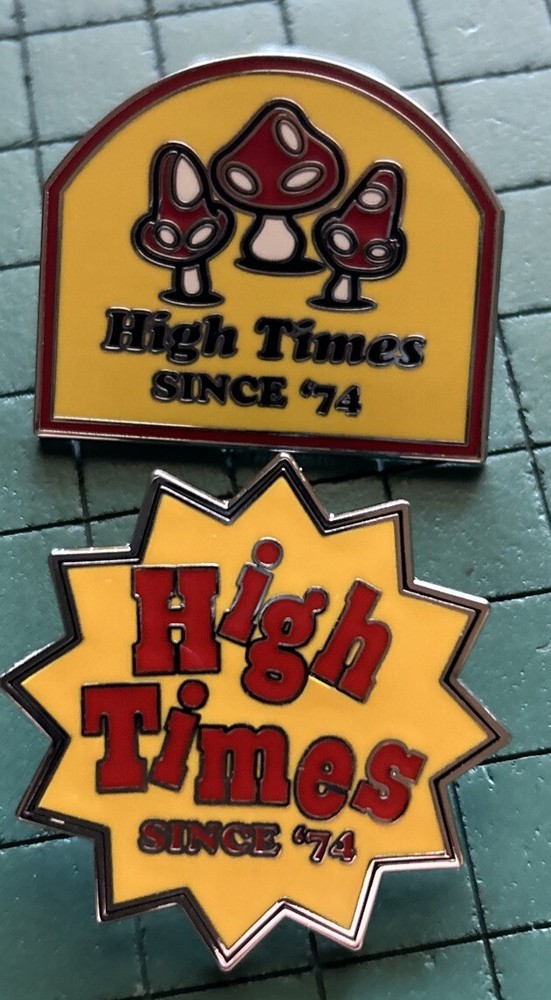 2 High Times Magazine Pins Since 74 Yellow Red  Logo New Lapel Hat Biker 420
