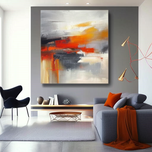 Red Hand painted Abstract Oil Painting Large Graffiti Painting Living Room