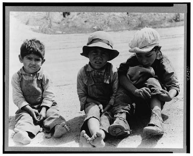 Penasco New Mexico Spanish-American Children 1940 Boys Sitting Outdoors