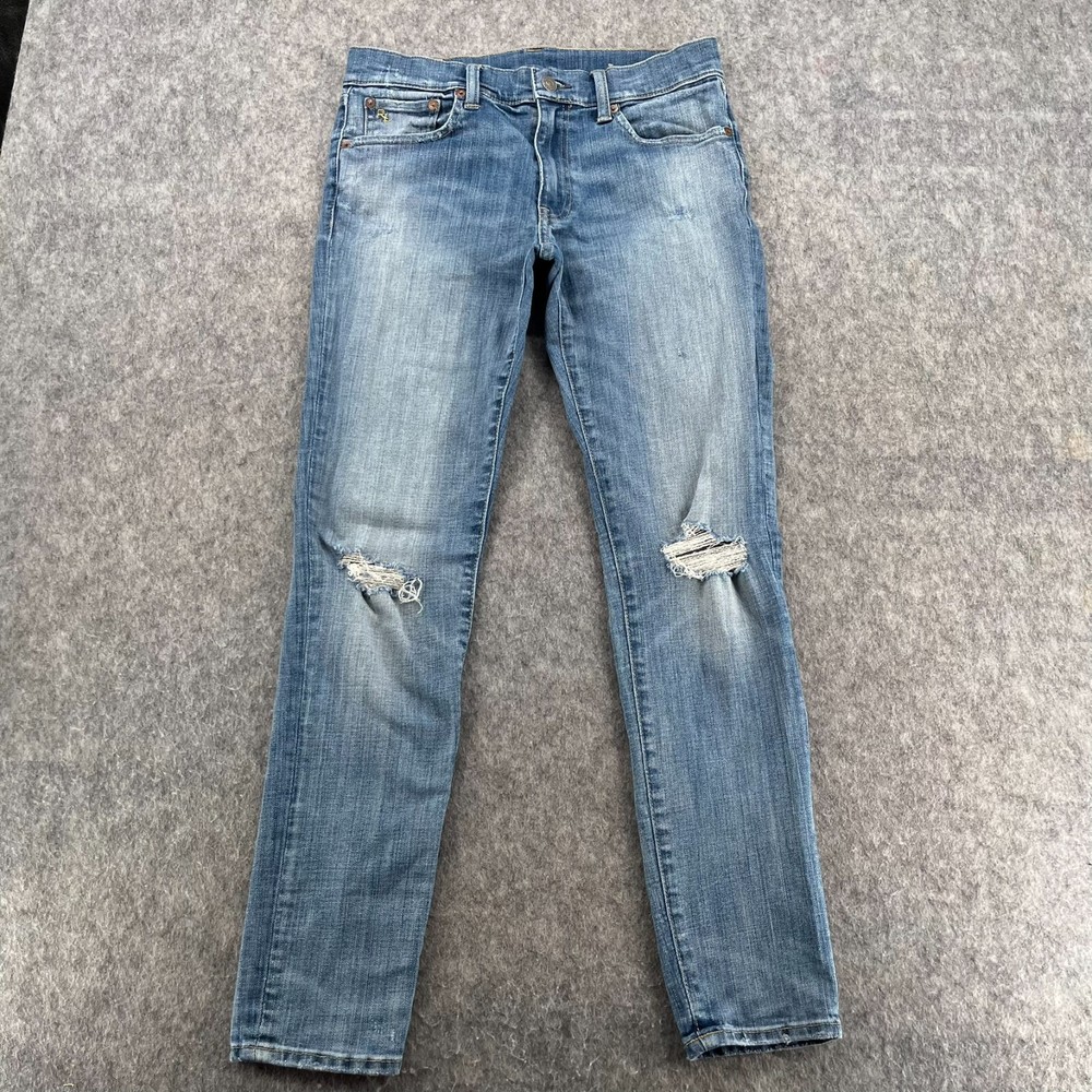 Polo Ralph Lauren Tompkins Mid Rise Skinny Light Wash Denim Jeans Womens 28