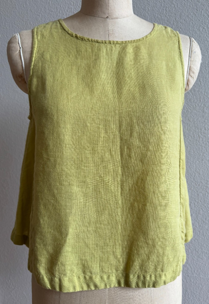 Yuvita Yellow XS Linen Button Back Tank Top Women’s Size Large GUC
