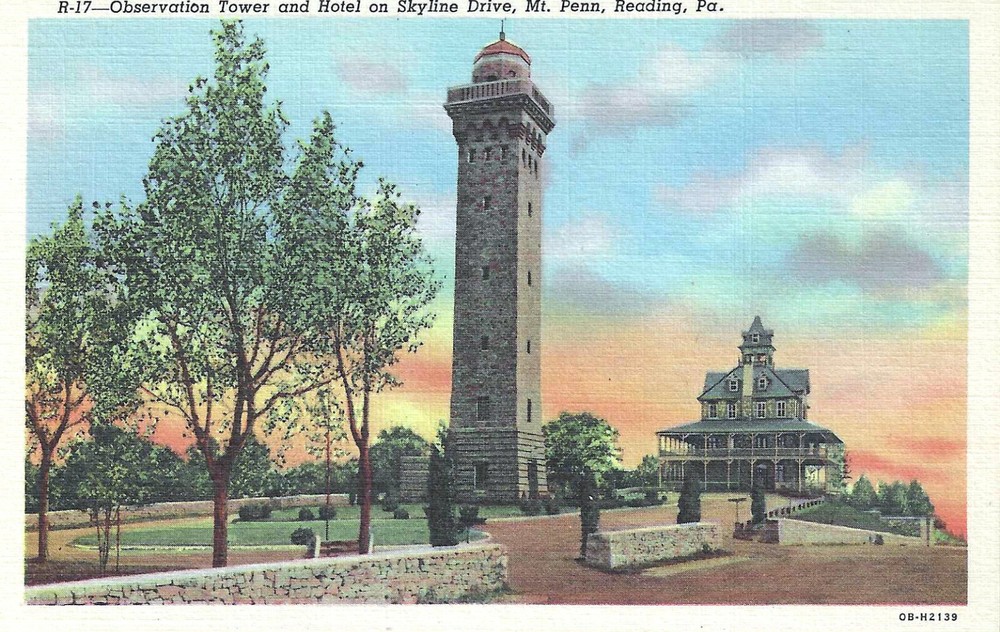 Reading Pennsylvania PA ~ Observation Tower & Hotel on Skyline Dr. Mt. Penn UNP