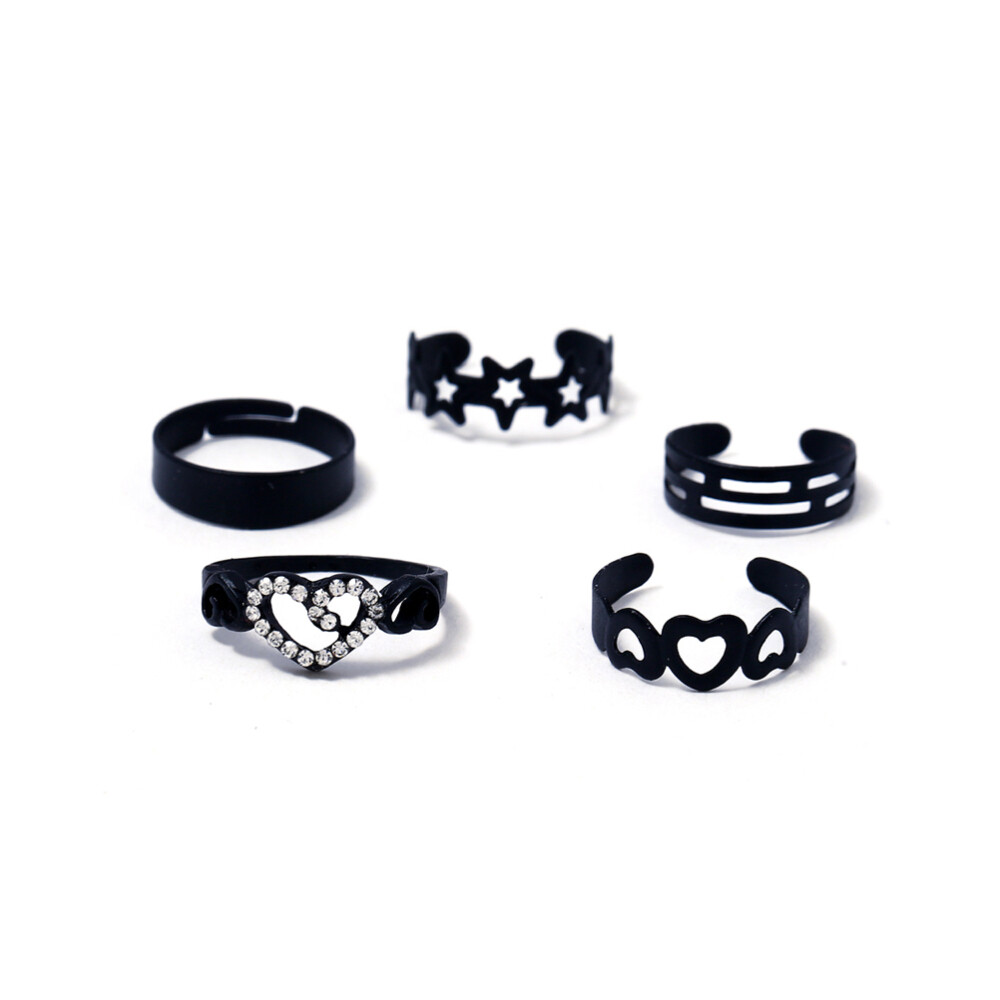 5 Pcs Wedding Band Rings Fashion Titanium Rings Magnet Stone Rings