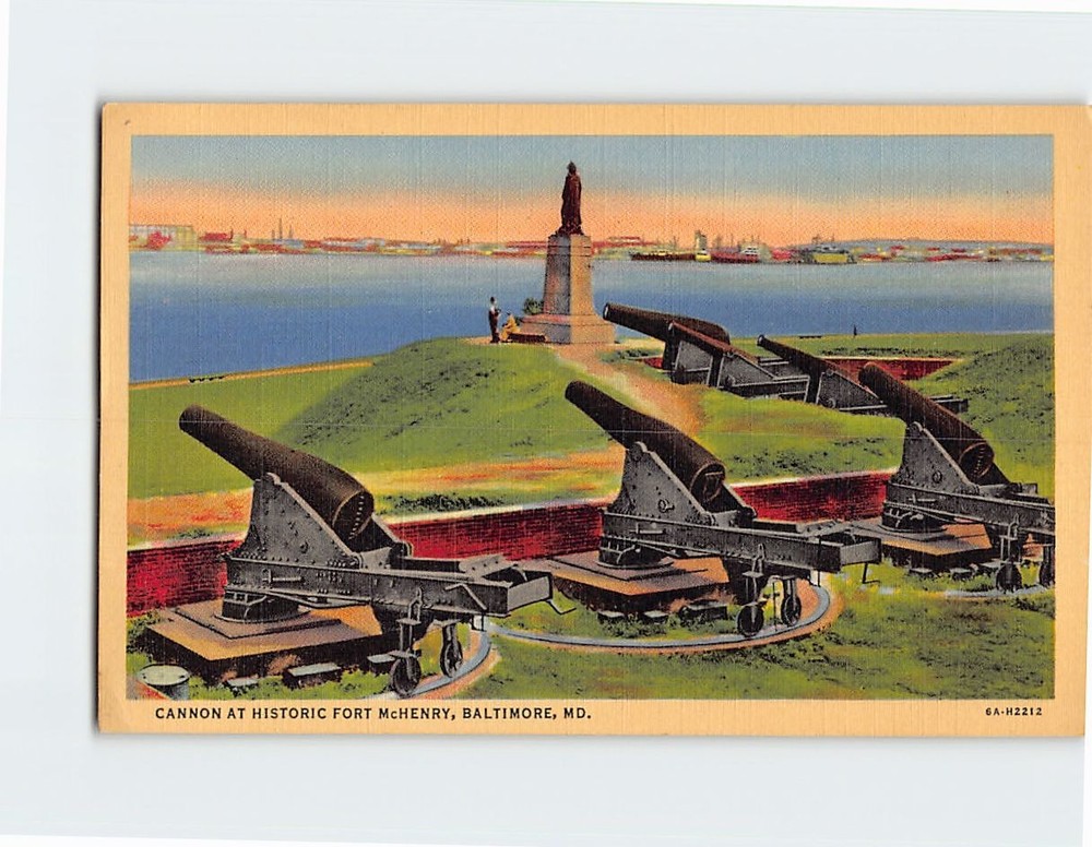 Postcard Cannon At Historic Fort McHenry Baltimore Maryland USA