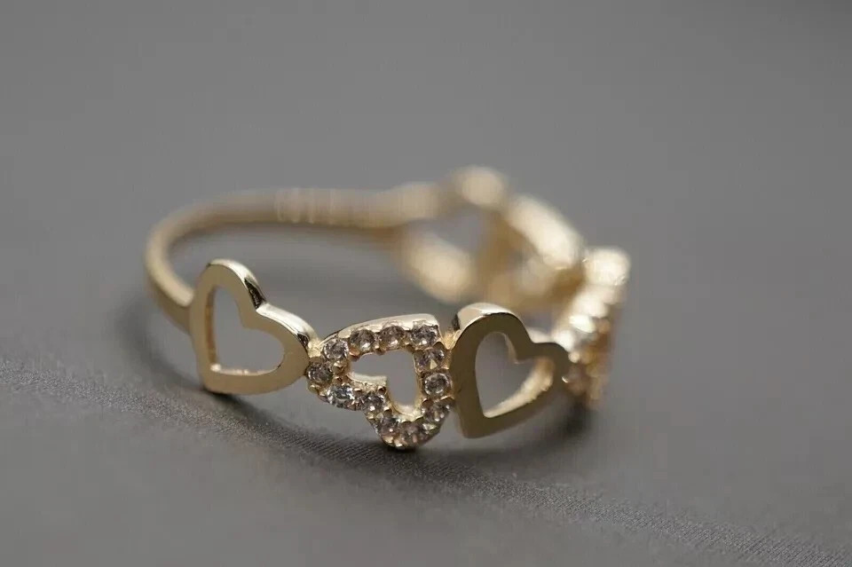 1.20 Ct Round Simulated Diamond 14k Yellow Gold Plated Valentine Heart Band Ring