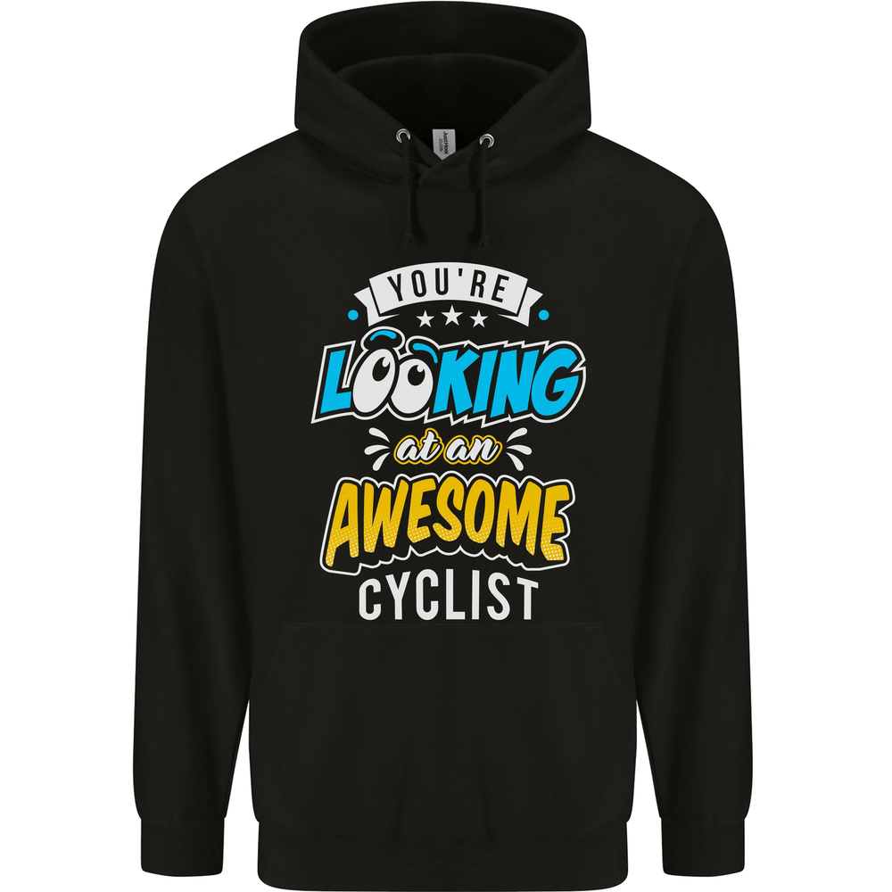 Cycling Looking at an Awesome Cyclist Mens 80% Cotton Hoodie