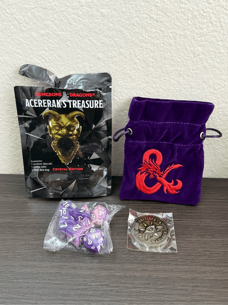 Dungeons & Dragons Acererak's Treasure Crystal Edition Dice Set + Bag + Coin-image
