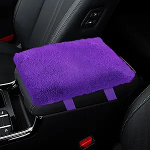 Soft Fur Car Armrest Cover, Universal Fluffy Center Console Prot Color: Purple