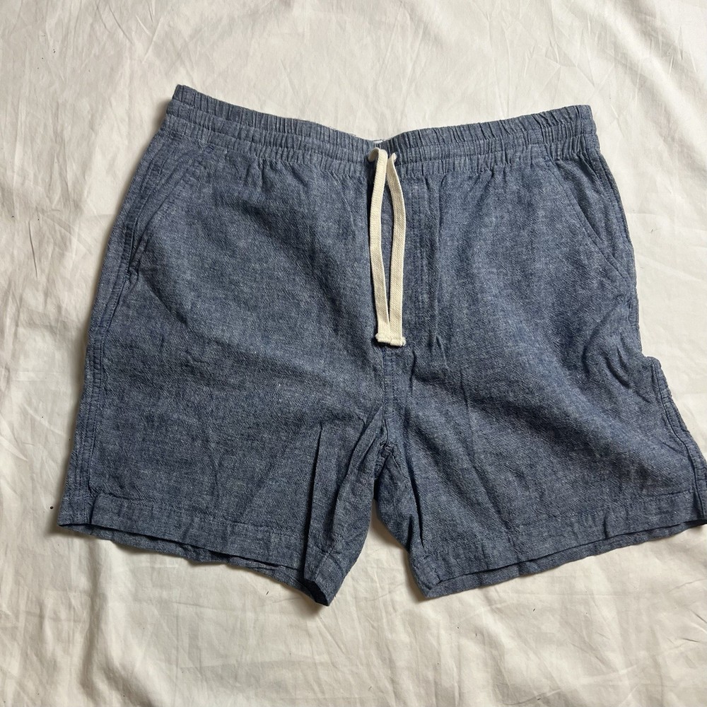 J.CREW Men's Chino Shorts Blue Drawstring Pockets Button Flat Front Size L