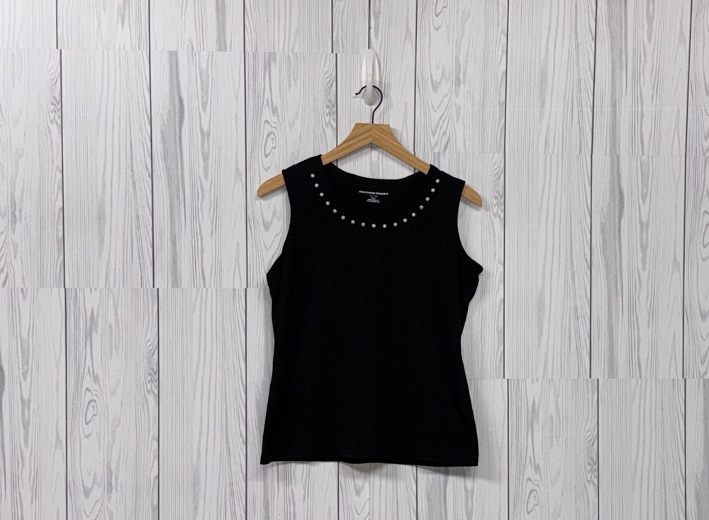 Allison Daley sleeveless top womens size petite small sleeveless black cotton