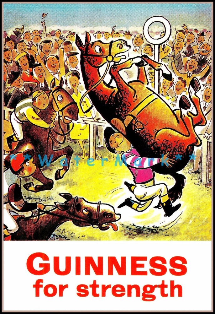 Horse Race Guinness Strength Vintage Beer Poster Art Advert  
