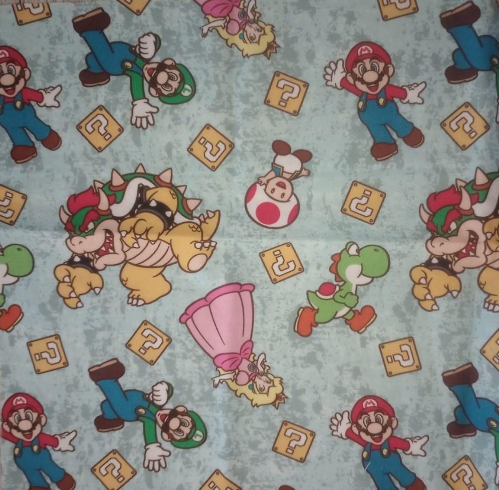super mario fun fabric length blue piece 11.5 x 11 inch new