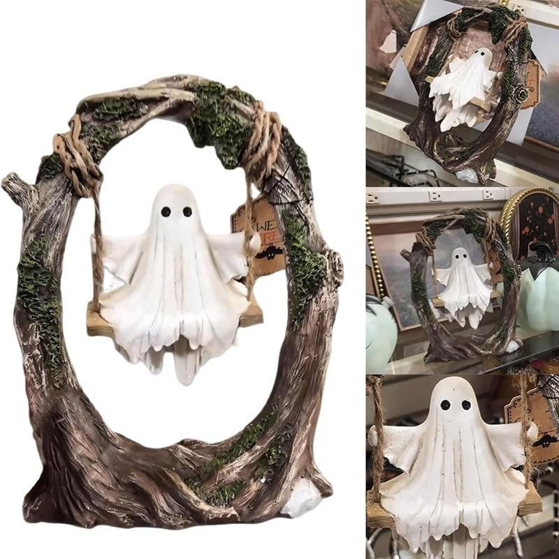 Ghost on a Tree Swing,Swinging Ghost on Tree Swing,Halloween Figurines Decor