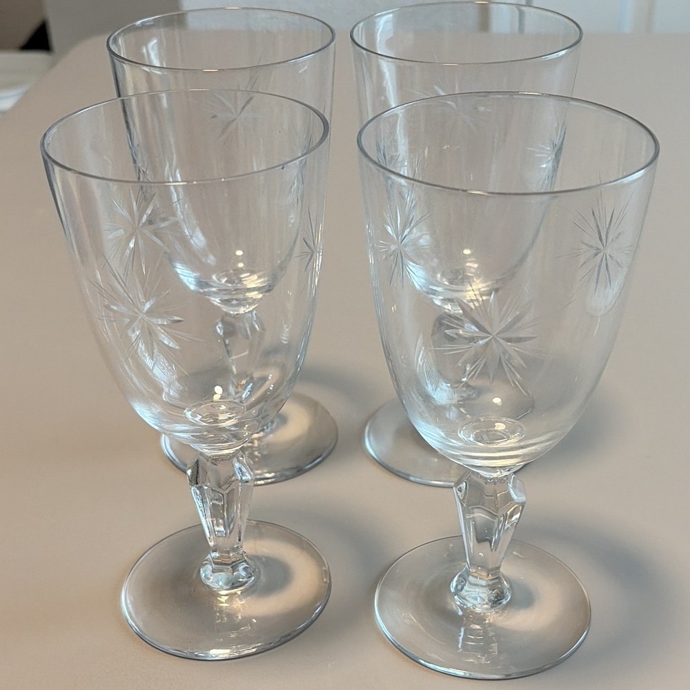 Vintage Crystal Etched Water Goblet