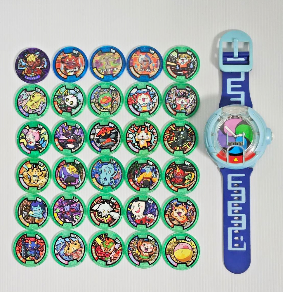 Yo-kai Watch Model U DX Ver.7 Blue Tested + 30 Yokai Medals Bandai Japan Lot