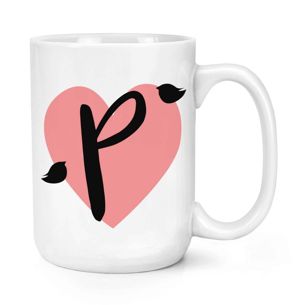 Personalized Letter P Heart Alphabet Large Coffee Mug  