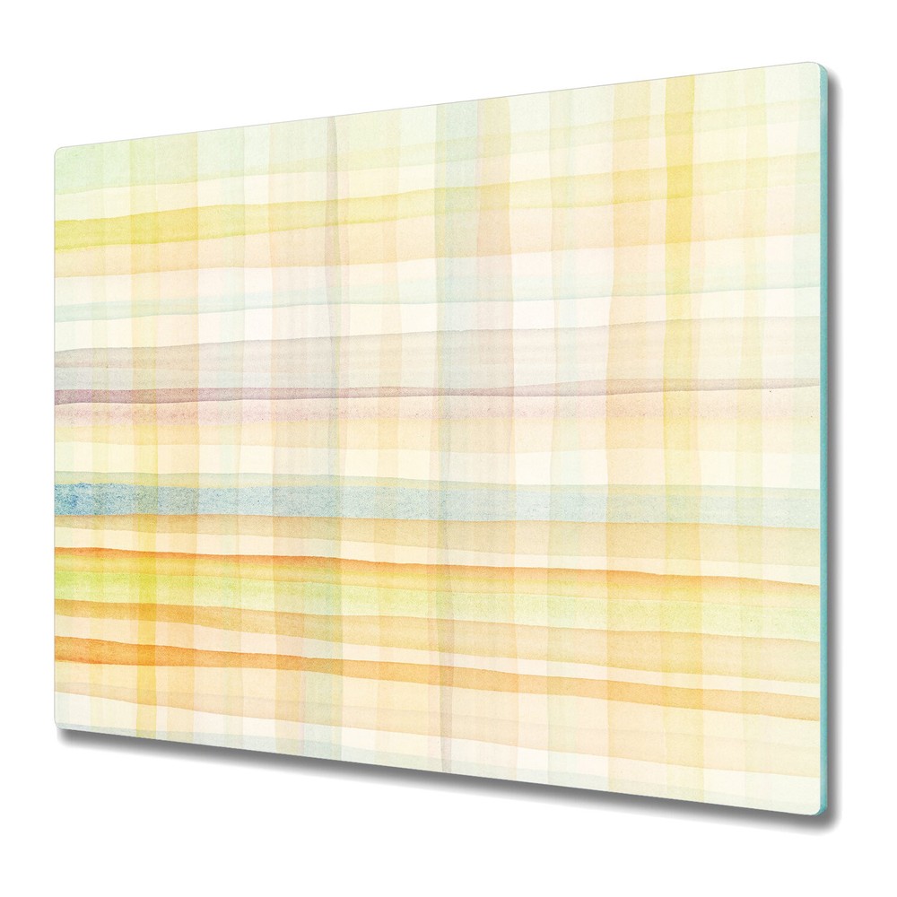Glass Induction Ceramic Hob Cover Watercolour lines grill Colourful rainbow