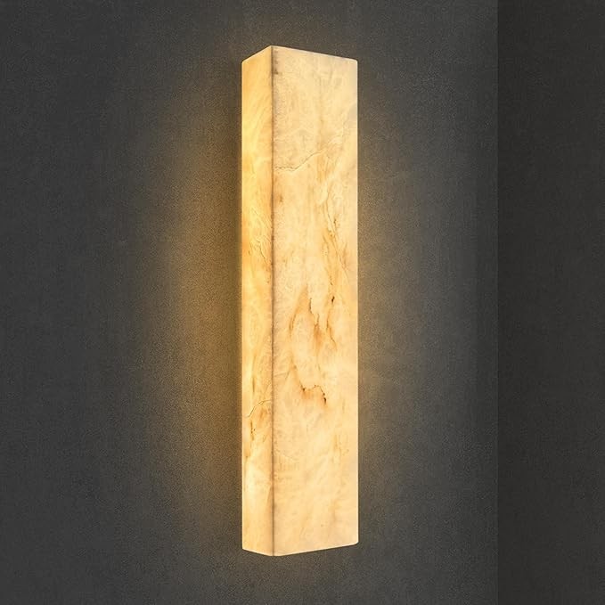 15.7 Inch Natural Marble Wall Sconce Alabaster Vanity Light