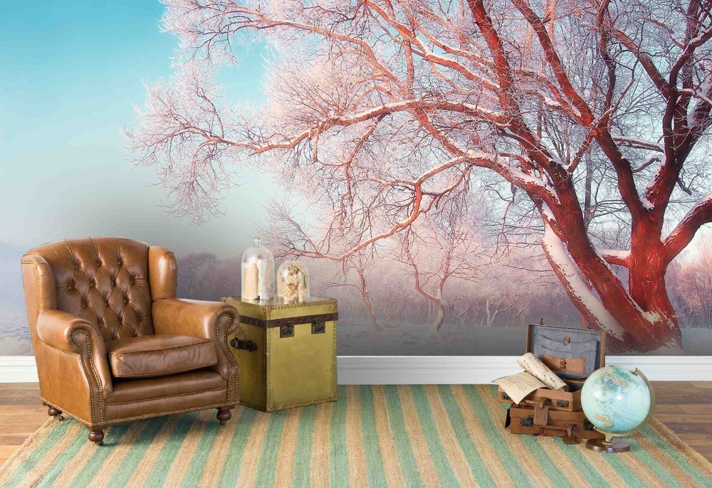 3D Trees Snow Winter Landscape Wall Murals Wallpaper Murals Wall Sticker