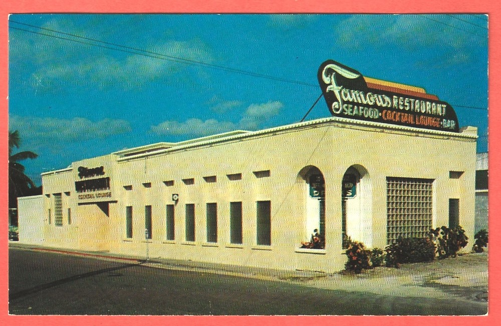 FAMOUS RESTAURANT and COCKTAIL LOUNGE, LAKE WORTH, FLA. - 1955 Postcard