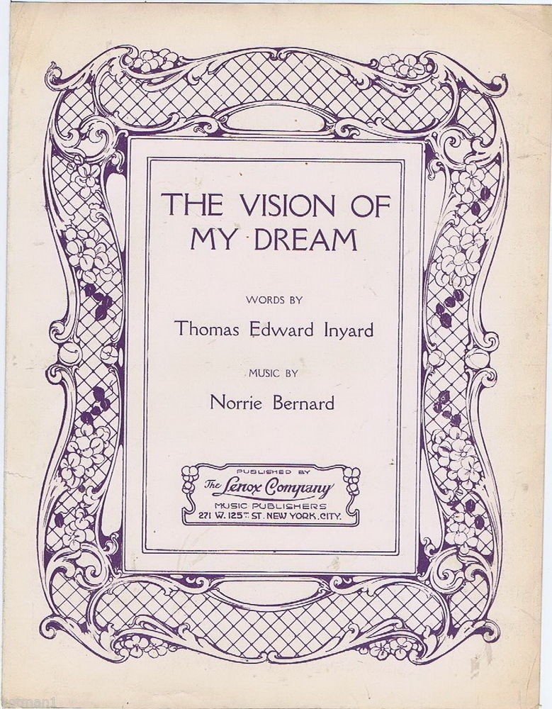 Vintage Sheet Music, The Vision of My Dream,  Sheet Music, 1921