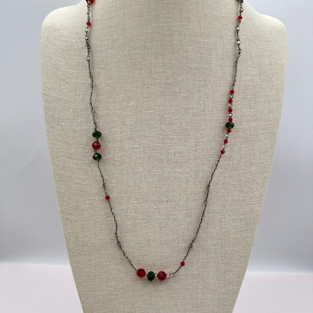 Vintage 90s Faceted Glass Beaded Necklace Boho Holiday Women's Classic Jewelry