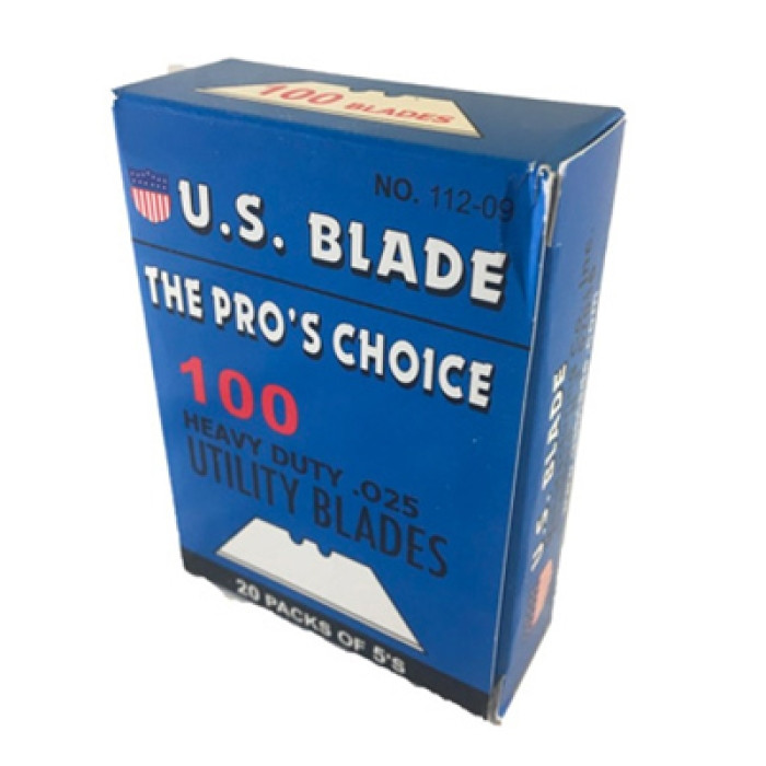 100-Pack U.S. Blade Utility Knife Replacement Blades 112-09 Heavy Duty Sharp Blades